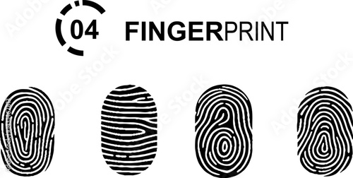 Collection of 4 black fingerprint. Vector eps10