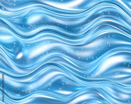 Abstract blue wavy background with bubbles