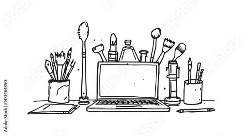 Freelancer line art exploring intricate minimalism in visual storytelling