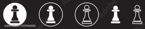 Chess pawn icon Thin line vector illustration set