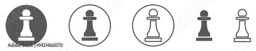 Chess pawn icon Thin line vector illustration set