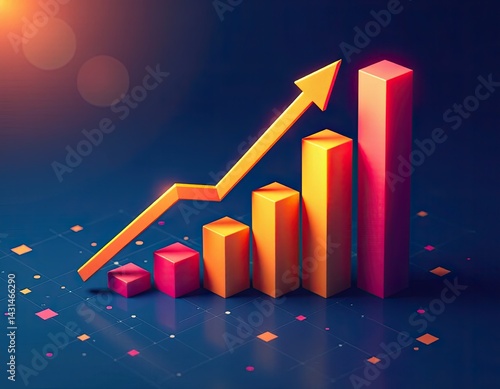 Obraz na płótnie 3D Rising Bar Graph Showing Exponential Growth and Success w salonie
