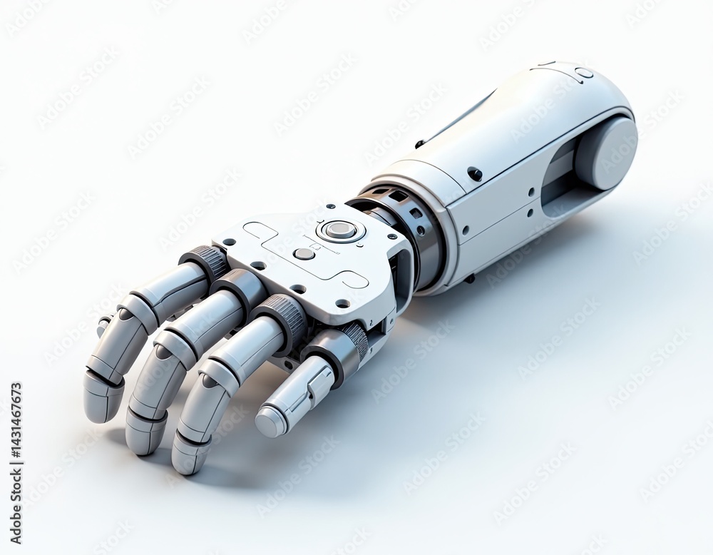 Futuristic Robotic Arm, AI Technology, 3D Render of a Mechanical Hand