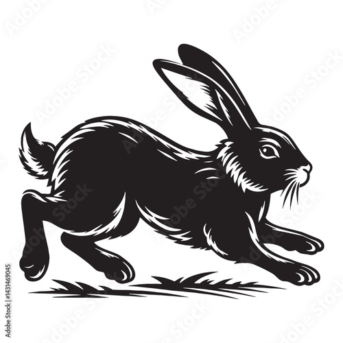 Soft-edge running rabbit silhouette vector for subtle branding – running rabbit silhouette – running rabbit vector – running rabbit illustration – silhouette of running rabbit
