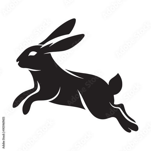 Clean-line running rabbit silhouette vector ideal for digital assets – running rabbit silhouette – running rabbit vector – running rabbit illustration – silhouette of running rabbit 