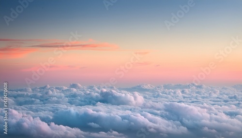 this is exactly what heaven looks like looking over the top of a blanket of gorgeous pastel coloured fluffy clouds depicting heavenly lansdcape background ideal for a spiritual theme