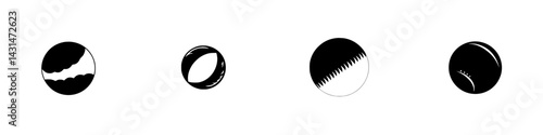 Various black and white sports ball vector illustrations representing different types of sports equipment for diverse activities