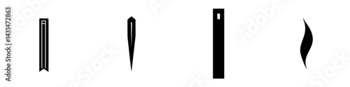 Vector illustration of various black and white design elements representing bookmarks and decorative shapes suitable for digital use