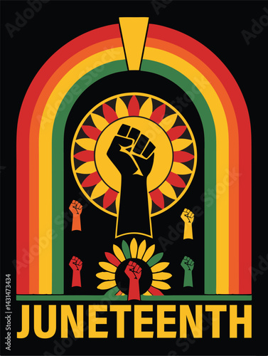 Juneteenth Freedom Day June 19 - African-American Independence Day. Day of freedom and emancipation hands colorful