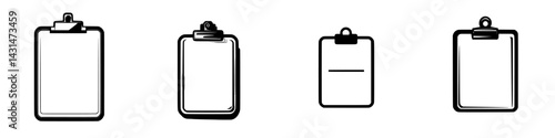 Vector illustration icons of blank clipboards with varied designs for use in graphics and documentation