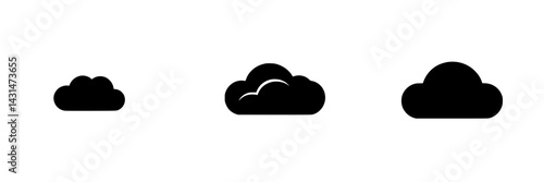 Different shapes of clouds in black and white vector illustration