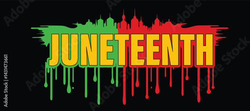 Juneteenth Freedom Day June 19 - African-American Independence Day. Day of freedom and emancipation cityscape background vector illustration.