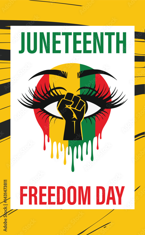 Obraz premium Juneteenth Freedom Day June 19 - African-American Independence Day. Day of freedom and emancipation Vector illustration of a banner