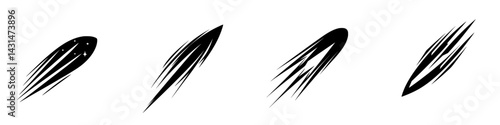 Vector illustration of dynamic abstract shapes conveying movement and energy in black and white design