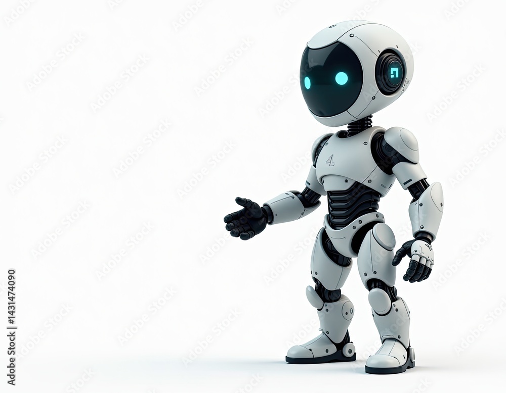 Cute Robot Offering Handshake - AI, Technology, Friendly Automation