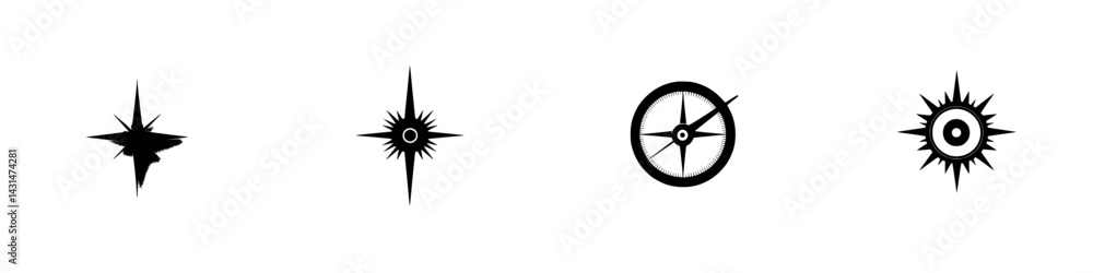 Vector icons showcasing different compass designs for navigation and direction Vector icons showcasing different compass designs for navigation and direction