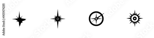 Vector icons showcasing different compass designs for navigation and direction