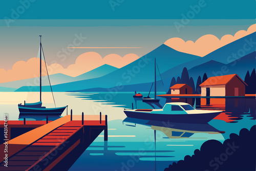 boats-docked-at-a-small-summer-marina--.eps