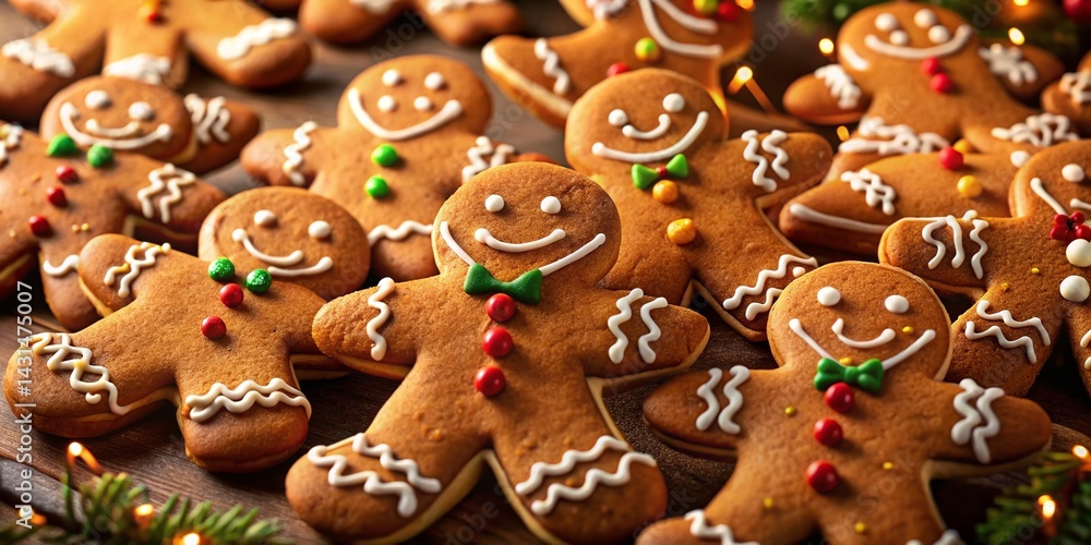 Christmas Gingerbread Men Cookies Bakery Baking Background Texture - Close Up Top View Low Light Photography Christmas Gingerbread Men Cookies Bakery Baking Background Texture - Close Up Top View Low Light Photography