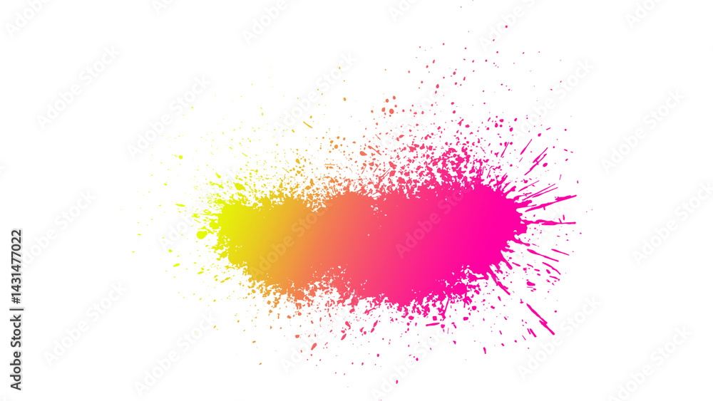 Horizontal paint splash with a bright yellow to pink gradient. Horizontal paint splash with a bright yellow to pink gradient.