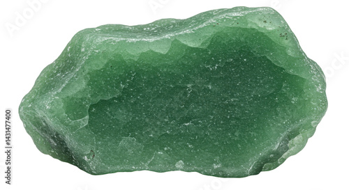 Polished piece of green aventurine with a rough, textured surface against a black background