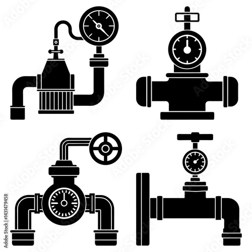 Flow Meter silhouette vector