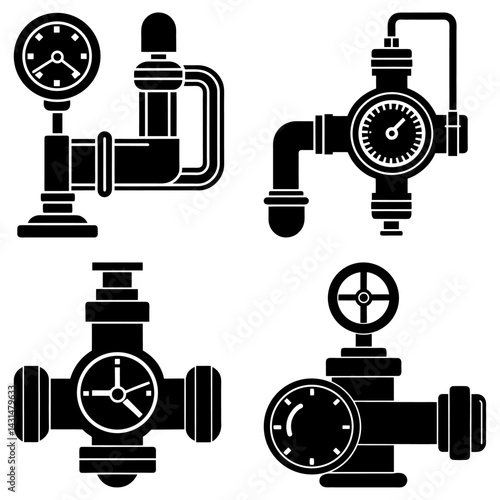 Flow Meter silhouette vector