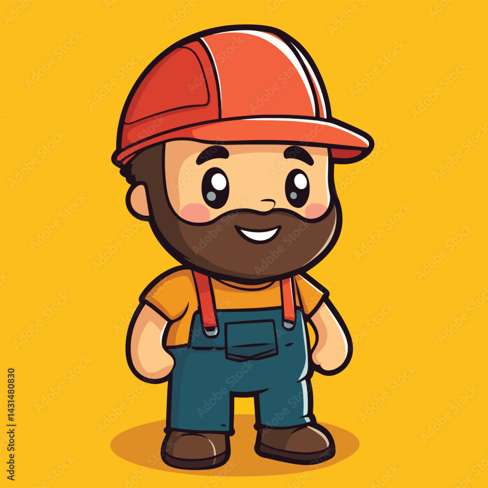 carpenter man mascot cute cartoon no details solid background bright carpenter man mascot cute cartoon no details solid background bright