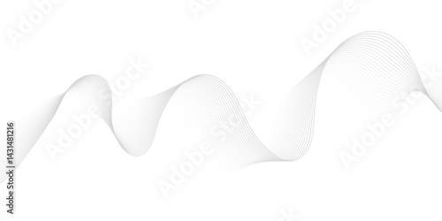 Abstract white and gray line dynamic creative smooth beautiful space digital composite sound and wave bland line.  Dynamic, smooth-flowing digital lines resembling sound or data frequencies

