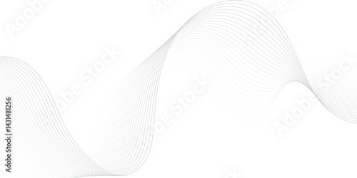 Abstract white and gray line dynamic creative smooth beautiful space digital composite sound and wave bland line.  frequency flow business stripe gradient white vector technology template background