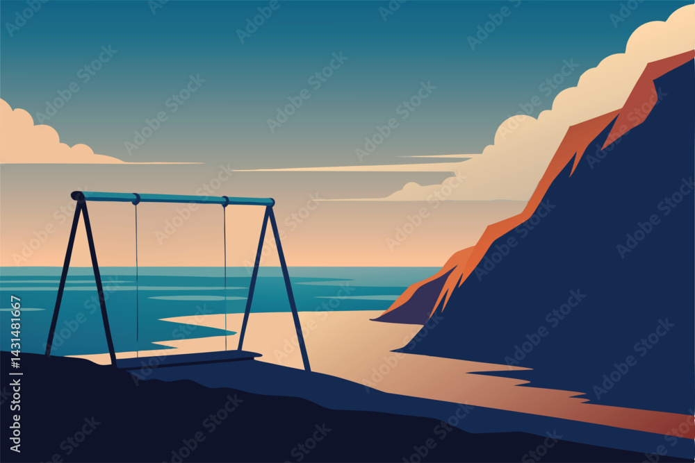 Fototapeta premium cliffside-swing-overlooking-the-ocean--.eps