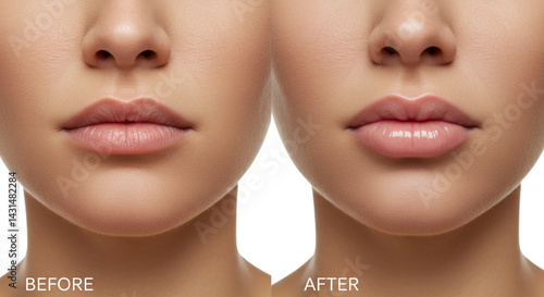 Before and after lip fillers with hyaluronic acid