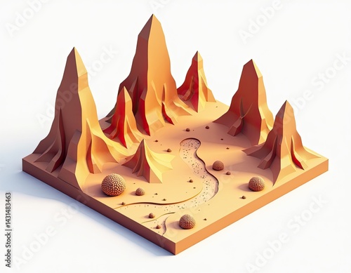 Isometric Desert Landscape Illustration