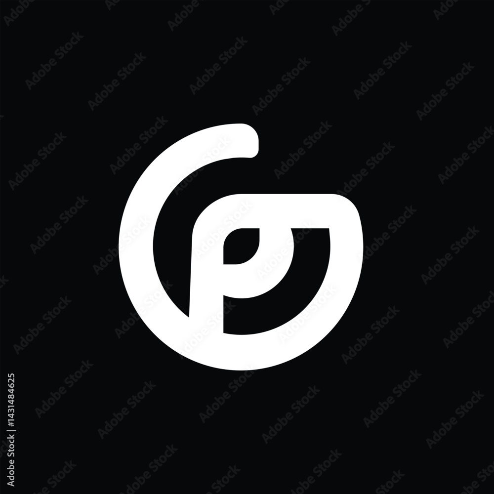 Fototapeta premium GP letter logo design on black background.