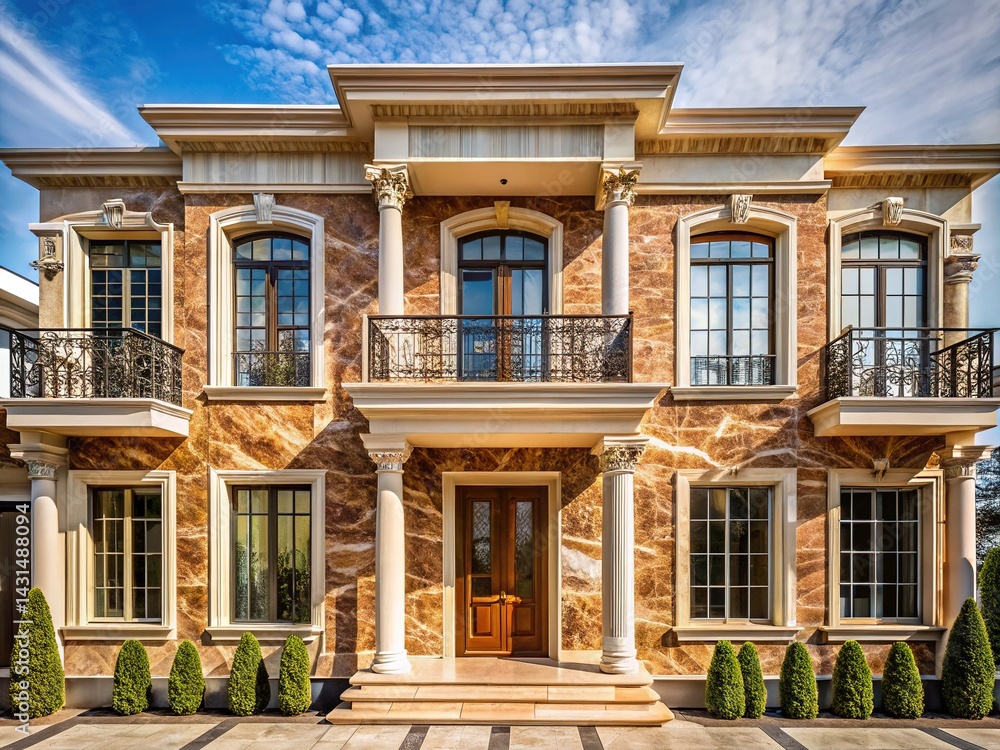 Fototapeta premium Luxurious Marble House Exterior, Architectural Design