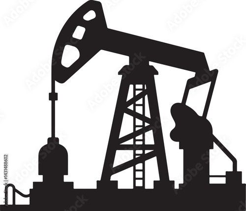 Oil pump jack icon vector silhouette 