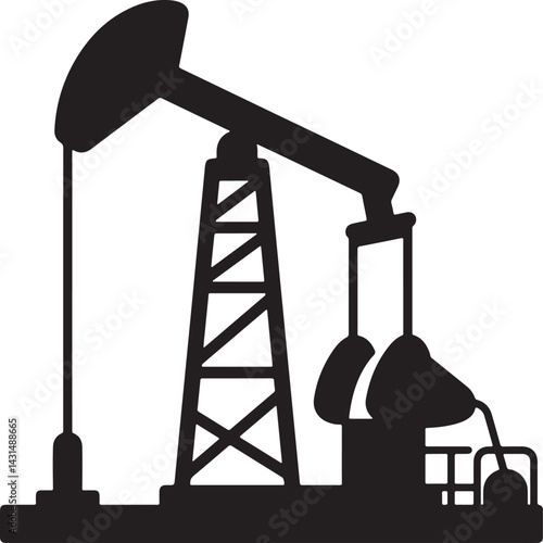 Oil pump jack icon vector silhouette 