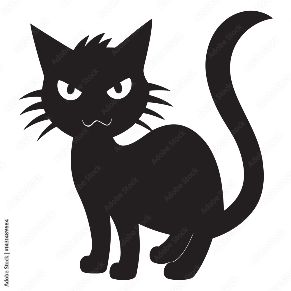 Obraz premium Black setting angry Halloween Cat Silhouette 
