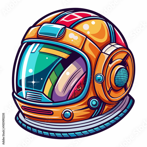 Colorful Retro Space Helmet  Illustration