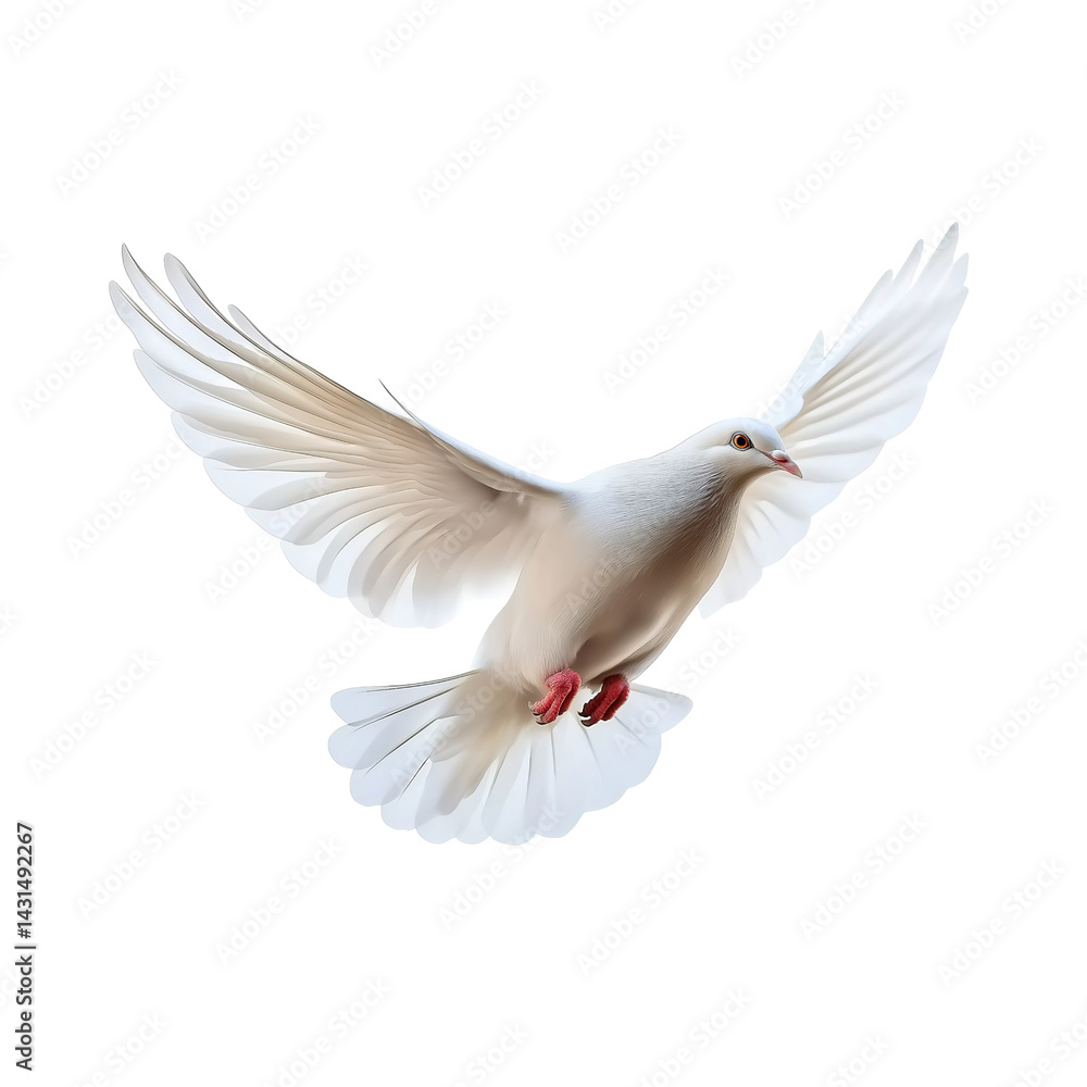 Obraz premium White dove flying on a transparent background, Png