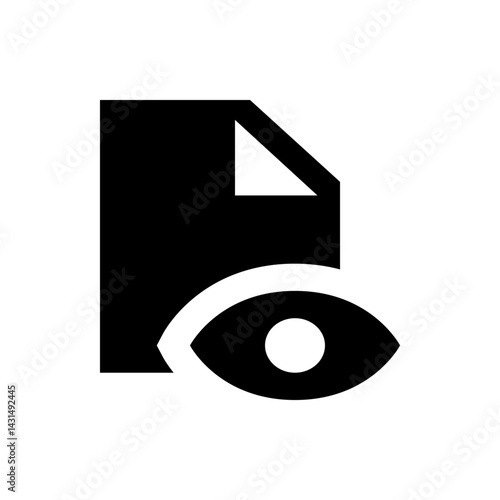 Black document icon with folded corner and an eye symbol indicating visibility and preview options shown