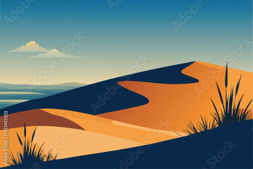dunes-with-tall-grass-and-distant-beach--.eps