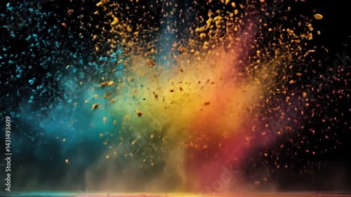 Color powder explosion on black background