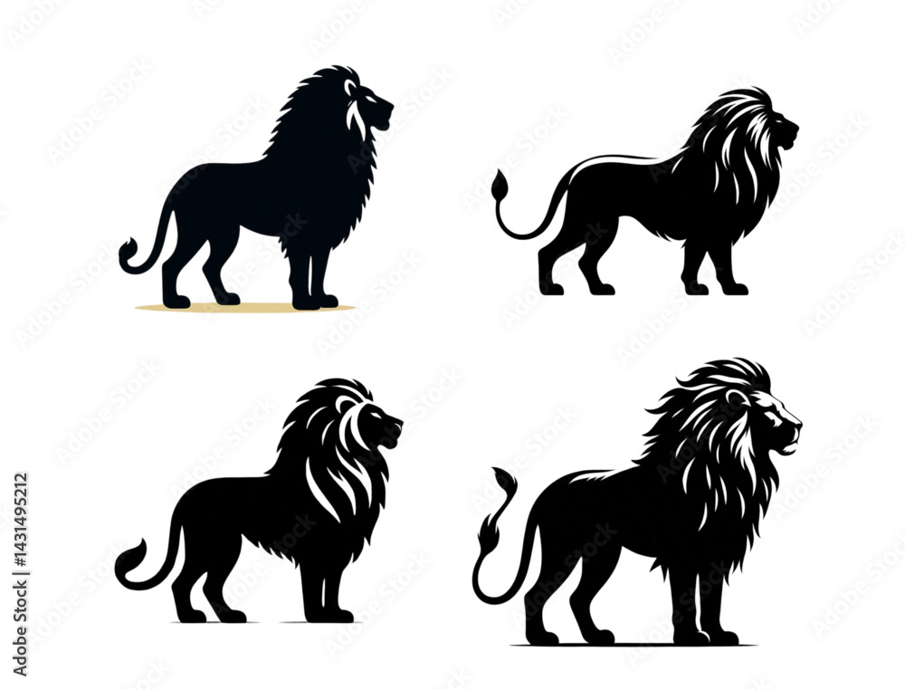 A set of Powerful Lion Silhouette Design
A set of Powerful Lion Silhouette Design