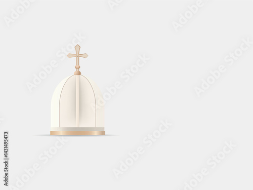 White and gold papal tiara symbolizing catholicism and christianity