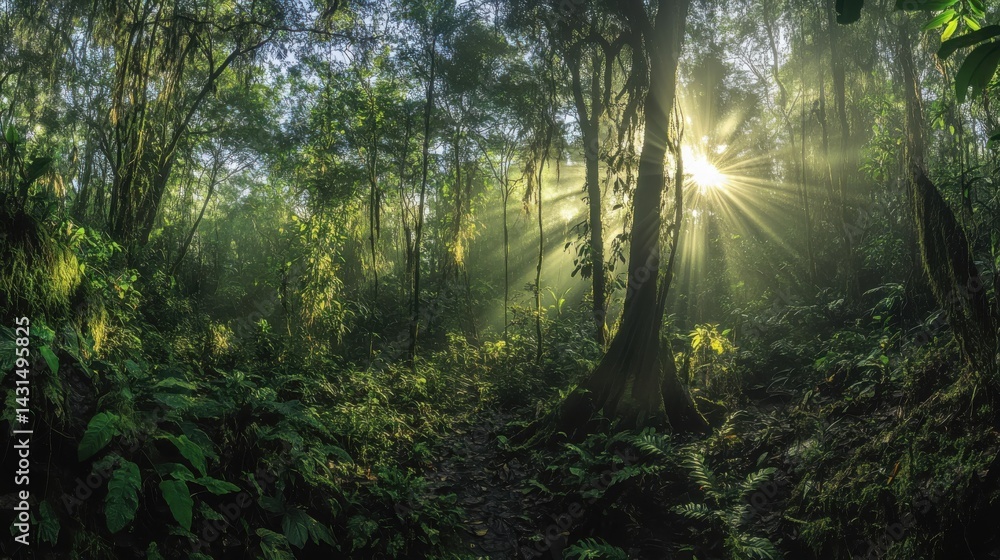 Obraz premium sun rays in the forest