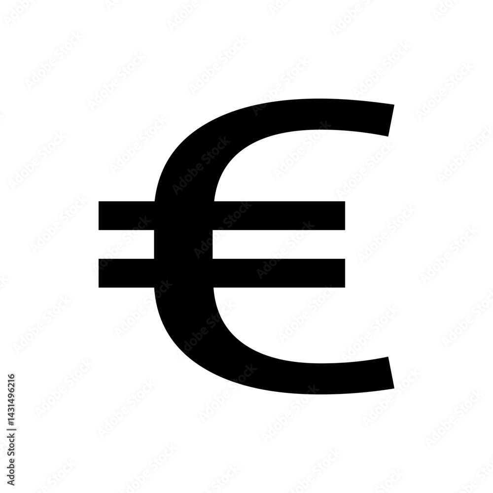 Illustration of a black euro symbol with two horizontal lines on a white background simple and clear design Illustration of a black euro symbol with two horizontal lines on a white background simple and clear design