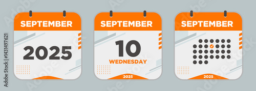 Calendar icon. September. 2025 10 day. The concept of waiting for an important date. Day calendar with date September 10. Cheklist day calendar. Vector illustration.