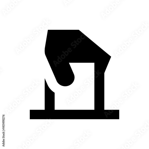 Illustration of a hand inserting a ballot into a ballot box, symbolizing voting and democratic process