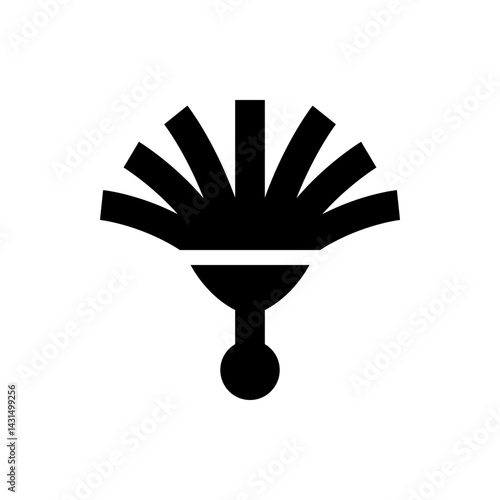 Illustration of a black duster with multiple strands connected to a handle and a spherical bottom end element